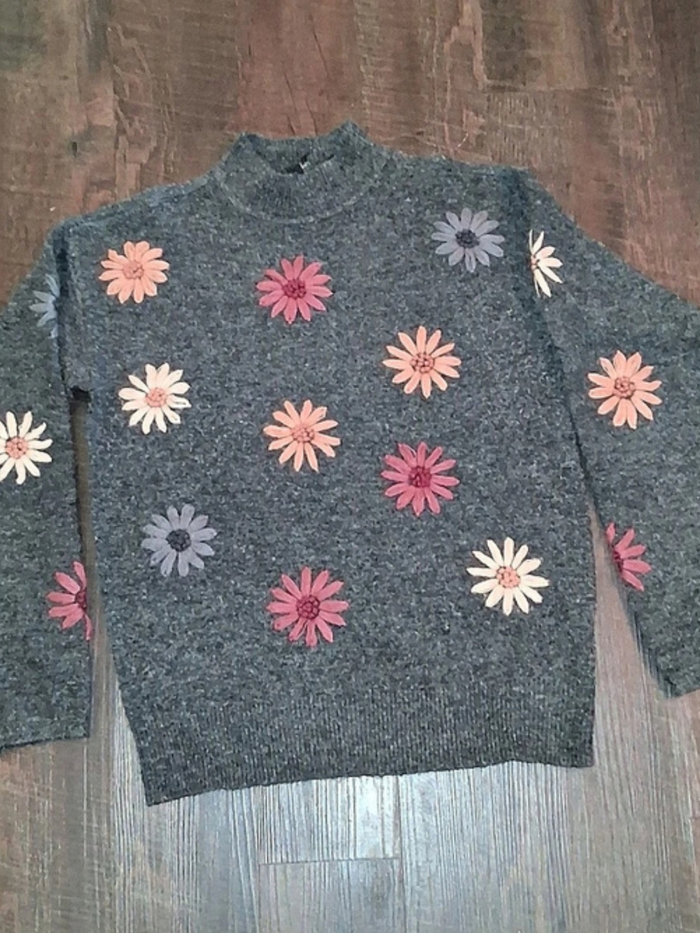 Charlie B Floral Gray Sweater